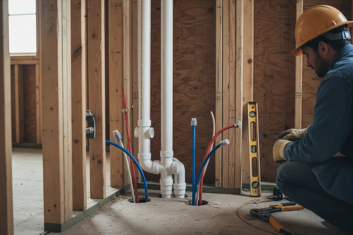 Drain and supply rough-in during Leak Detection in Merritt Island
