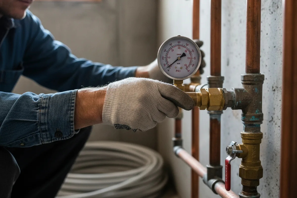 Pressure testing a repaired line during Water Line Repair in Merritt Island
